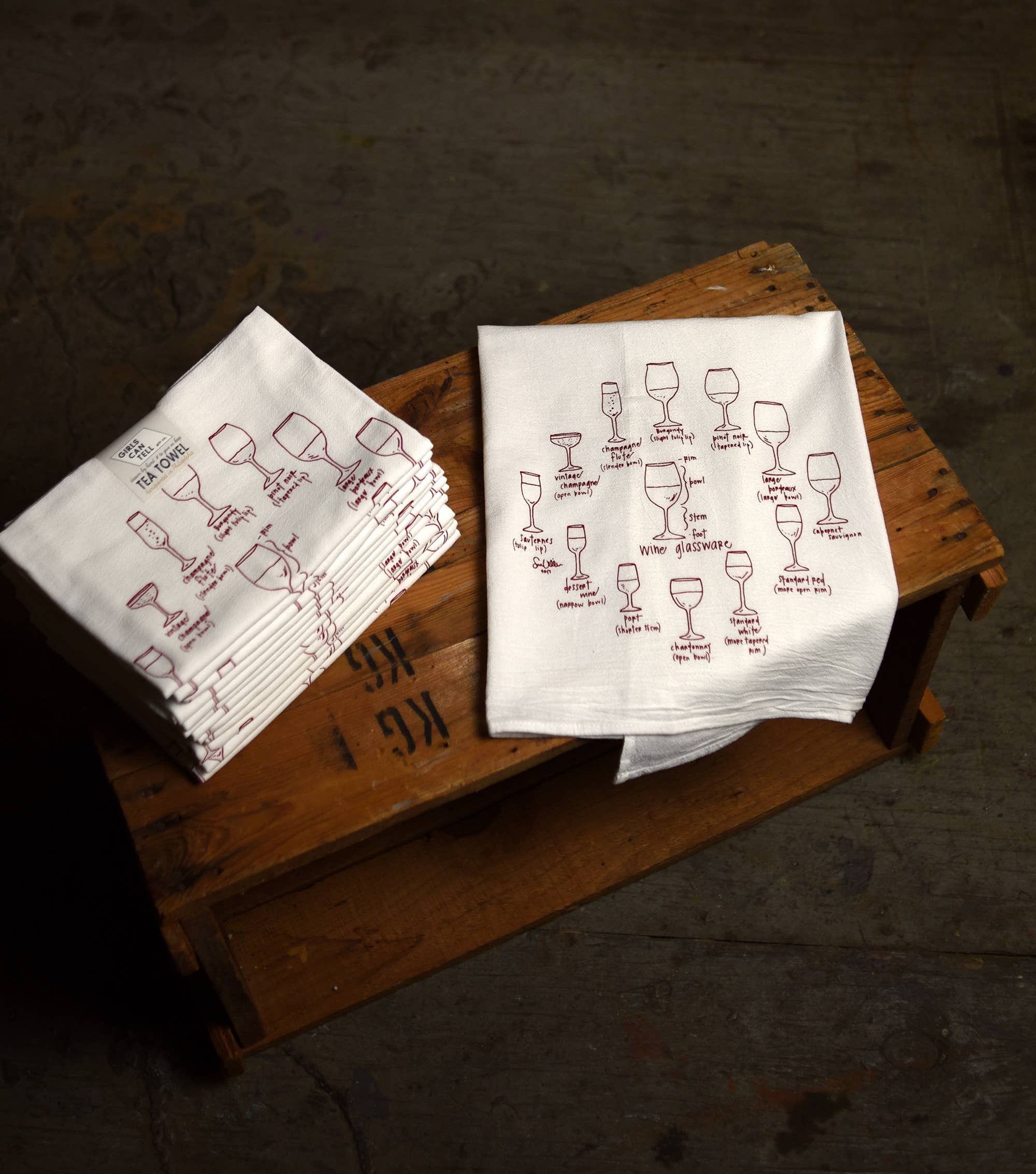 Wine Glassware Tea Towel | kitchen | flour sack | dish