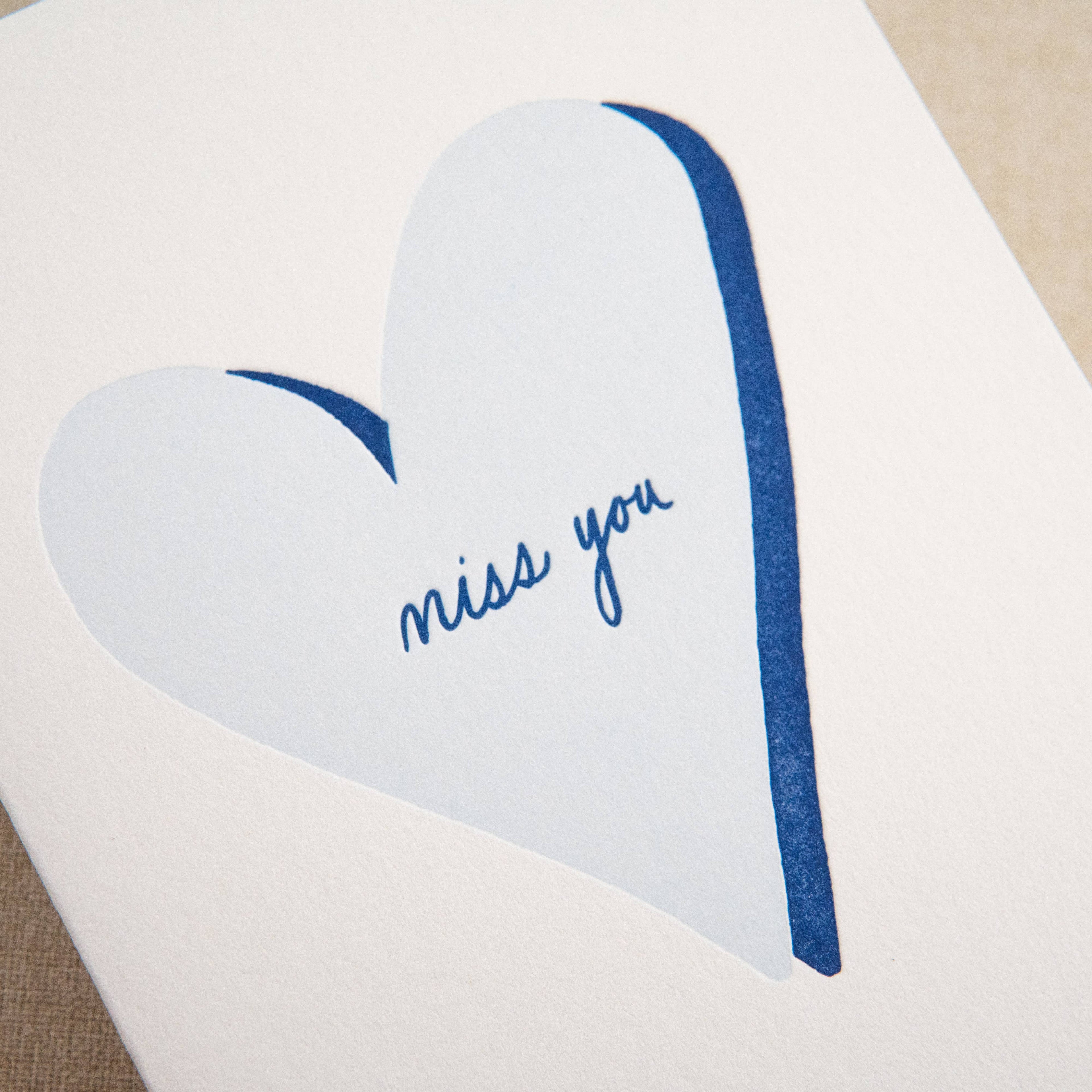 Miss You Card | Letterpress Greeting Card