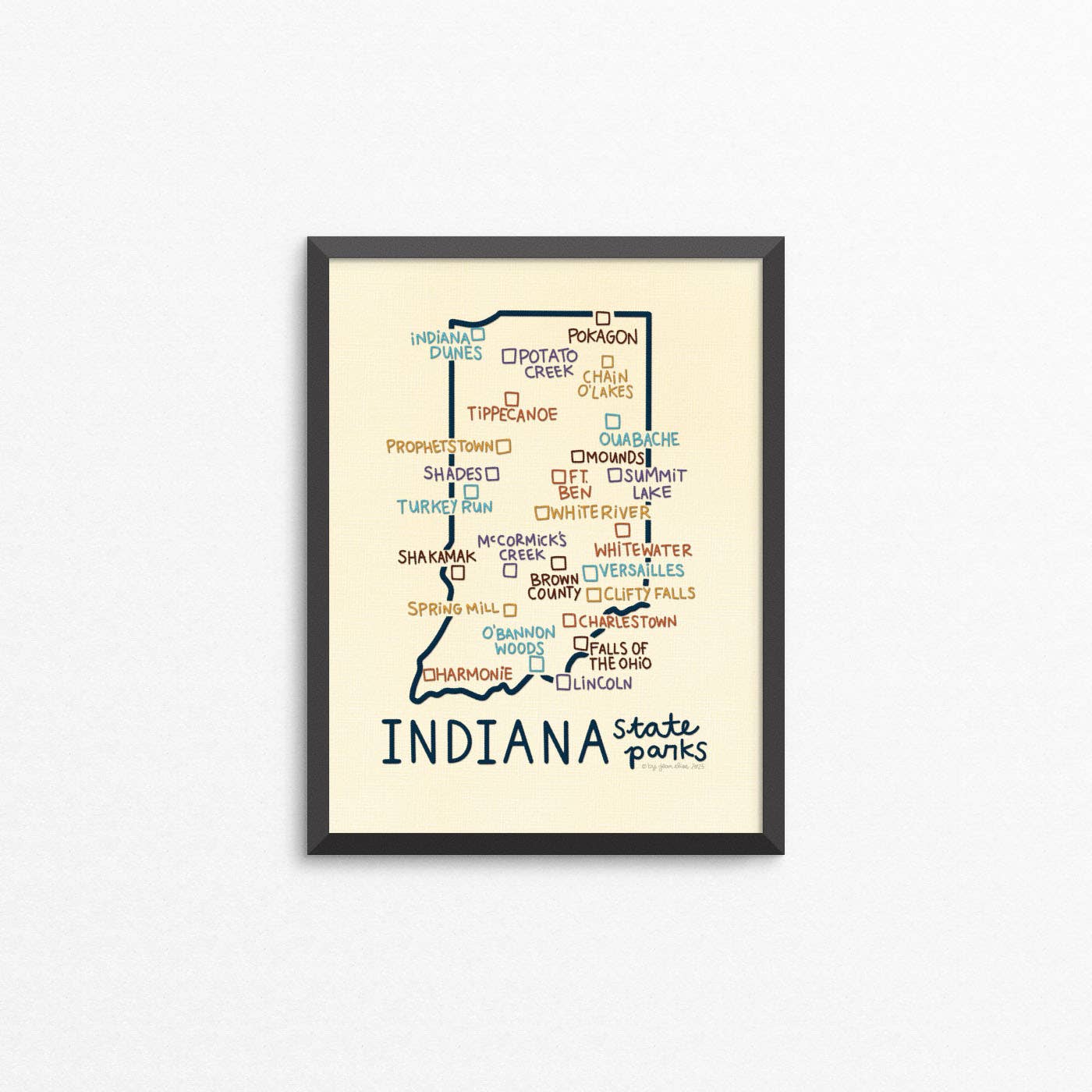 Indiana State Park Checklist Print