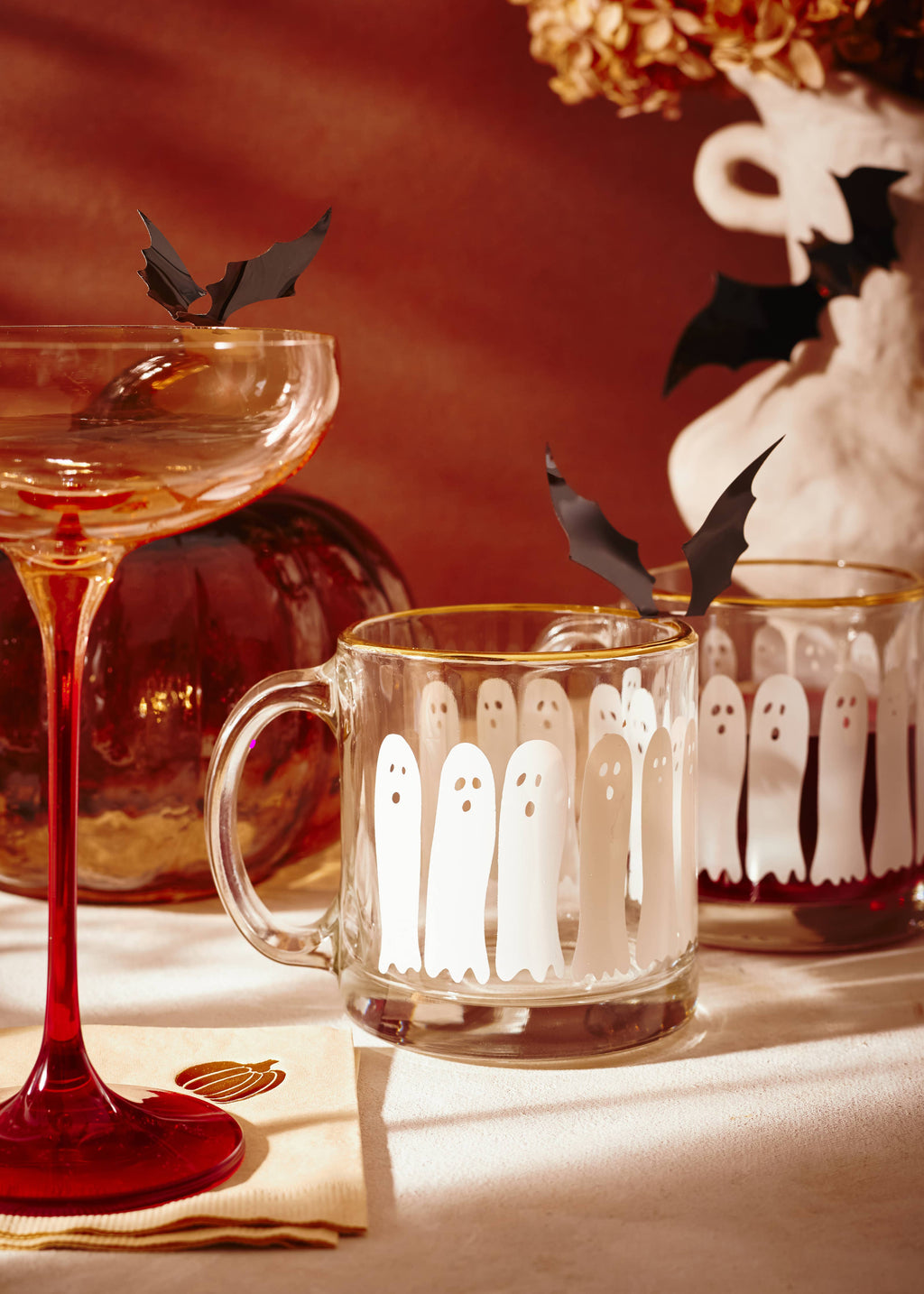 Boo Ghost Gold Rimmed Glass Coffee Mug
