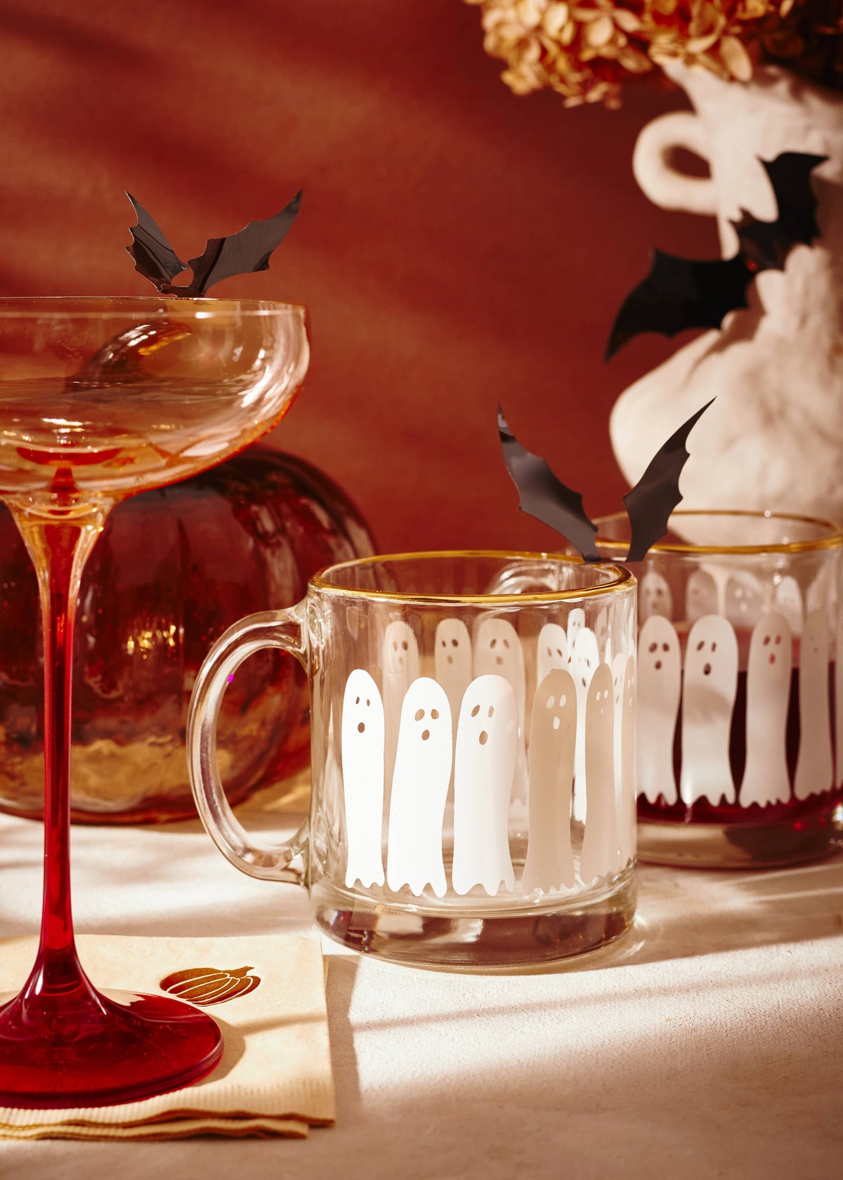 Boo Ghost Gold Rimmed Glass Coffee Mug