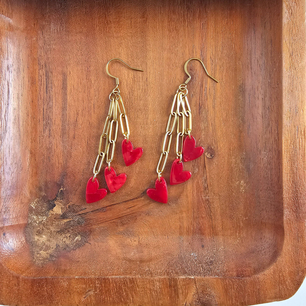 Heartstring Earrings - Red // Valentine's Day Jewelry