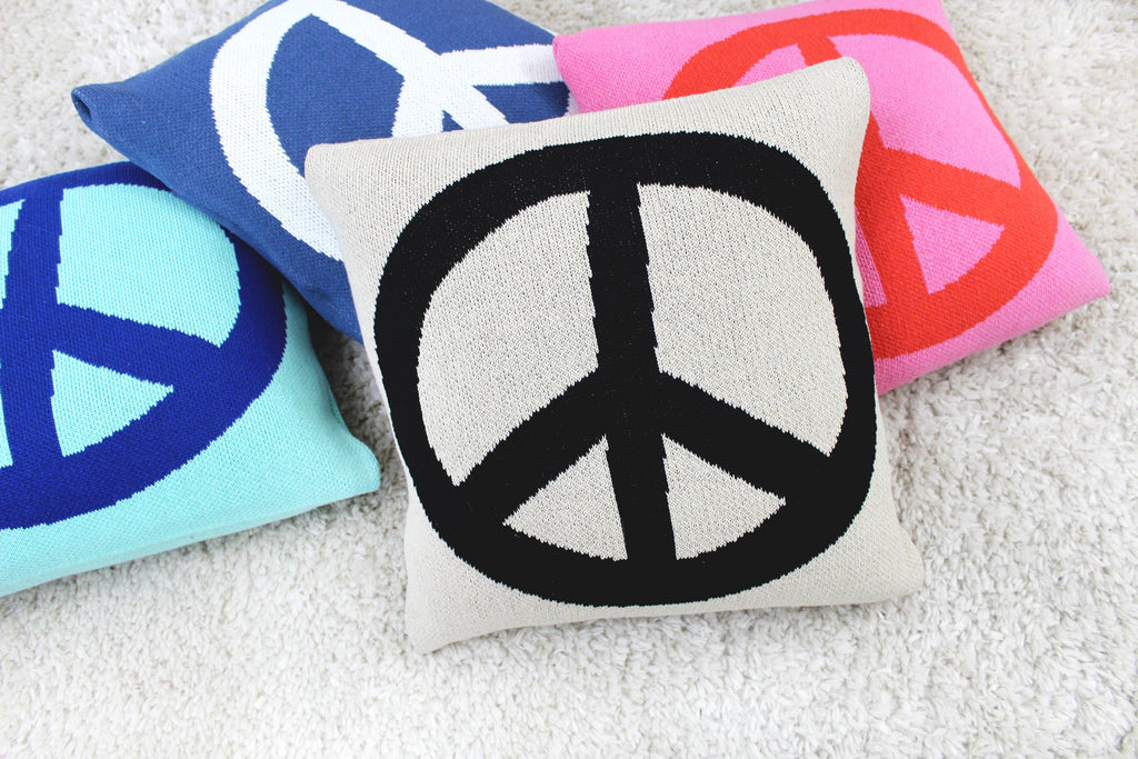 Peace Sign Knit Pillow