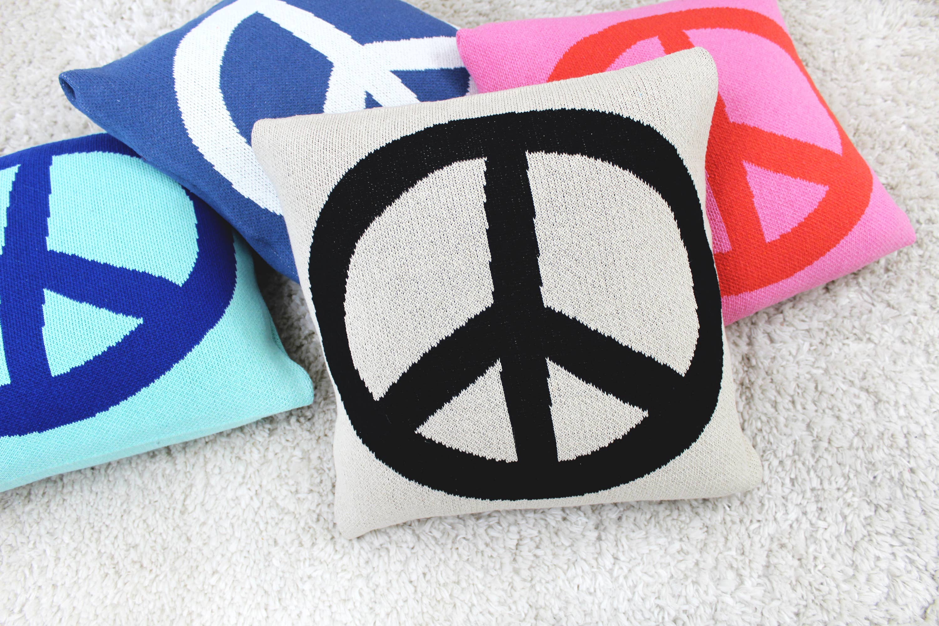 Peace Sign Knit Pillow