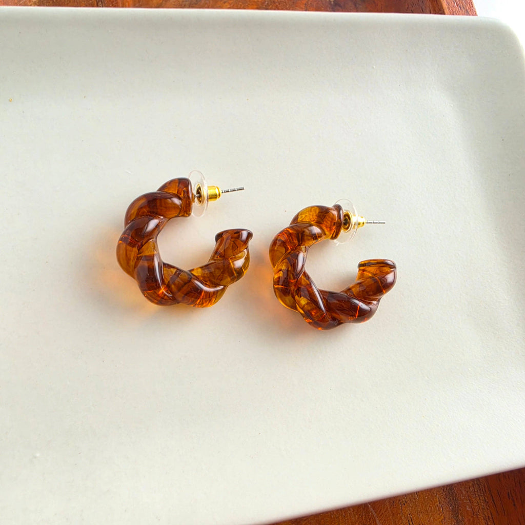 Ramona Hoops - Amber // Fall, Resin, Earrings, Jewelry