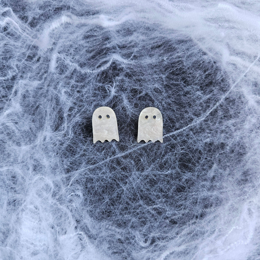 White Shimmer Ghost Studs