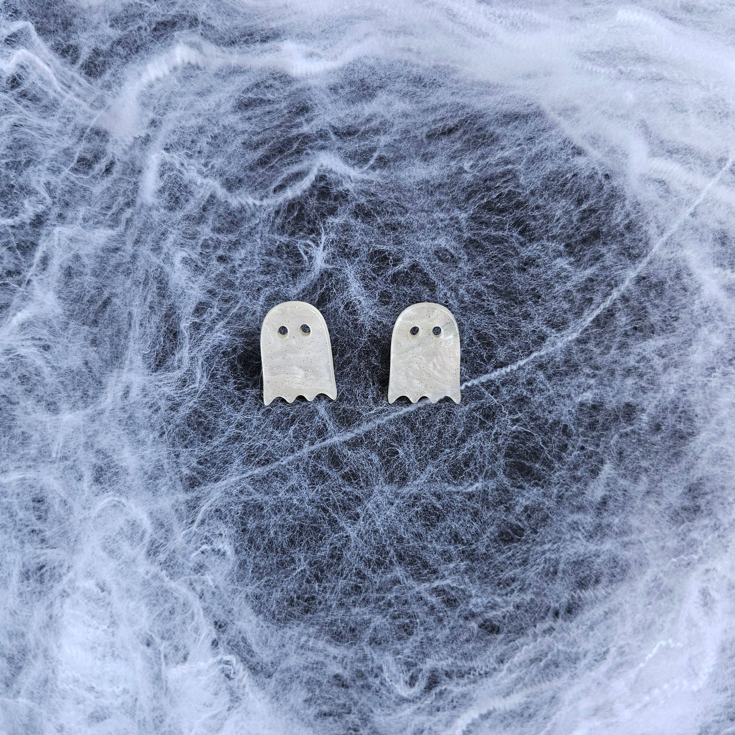 White Shimmer Ghost Studs