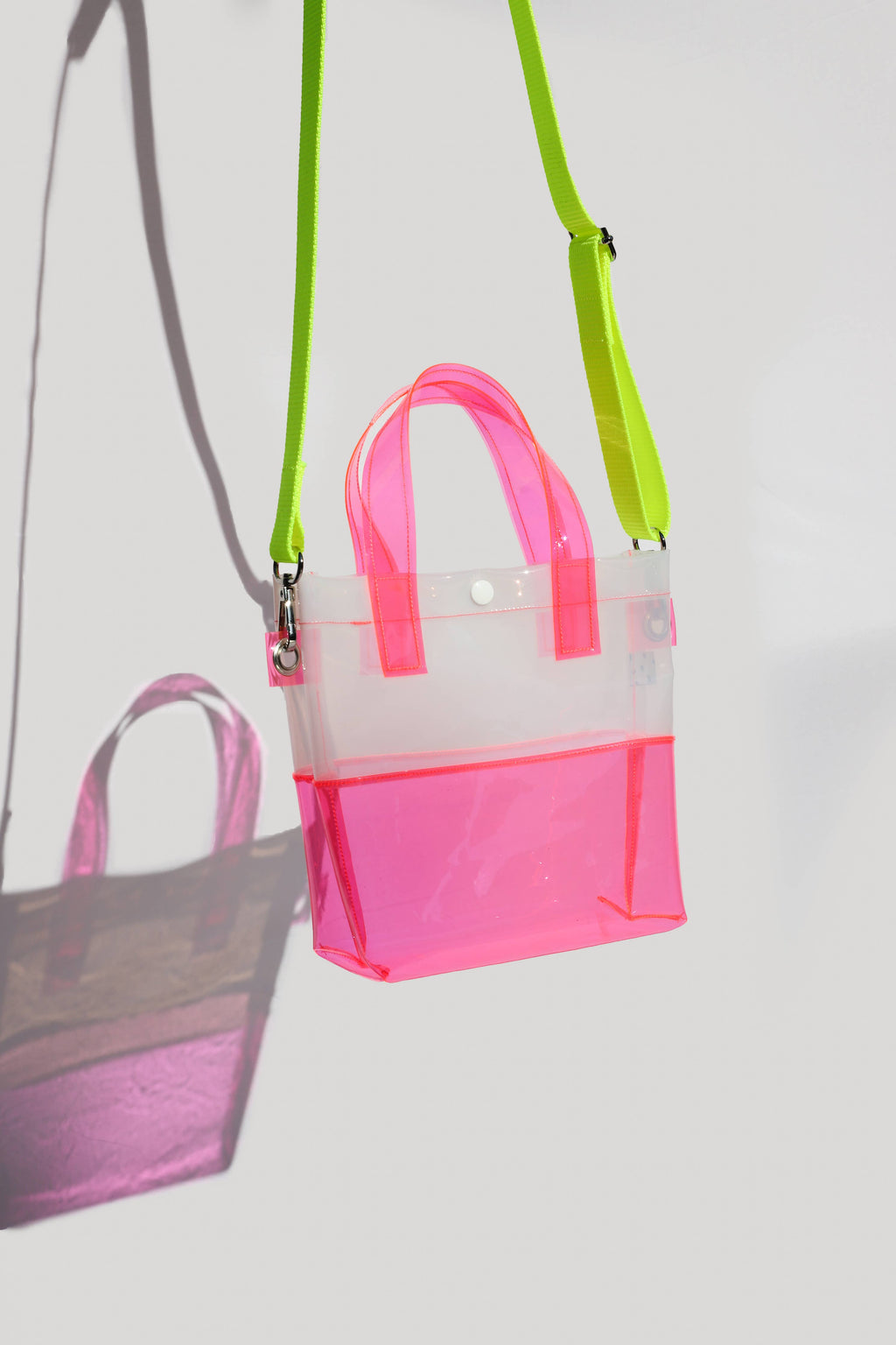 Pink & White Vinyl Handle Bag