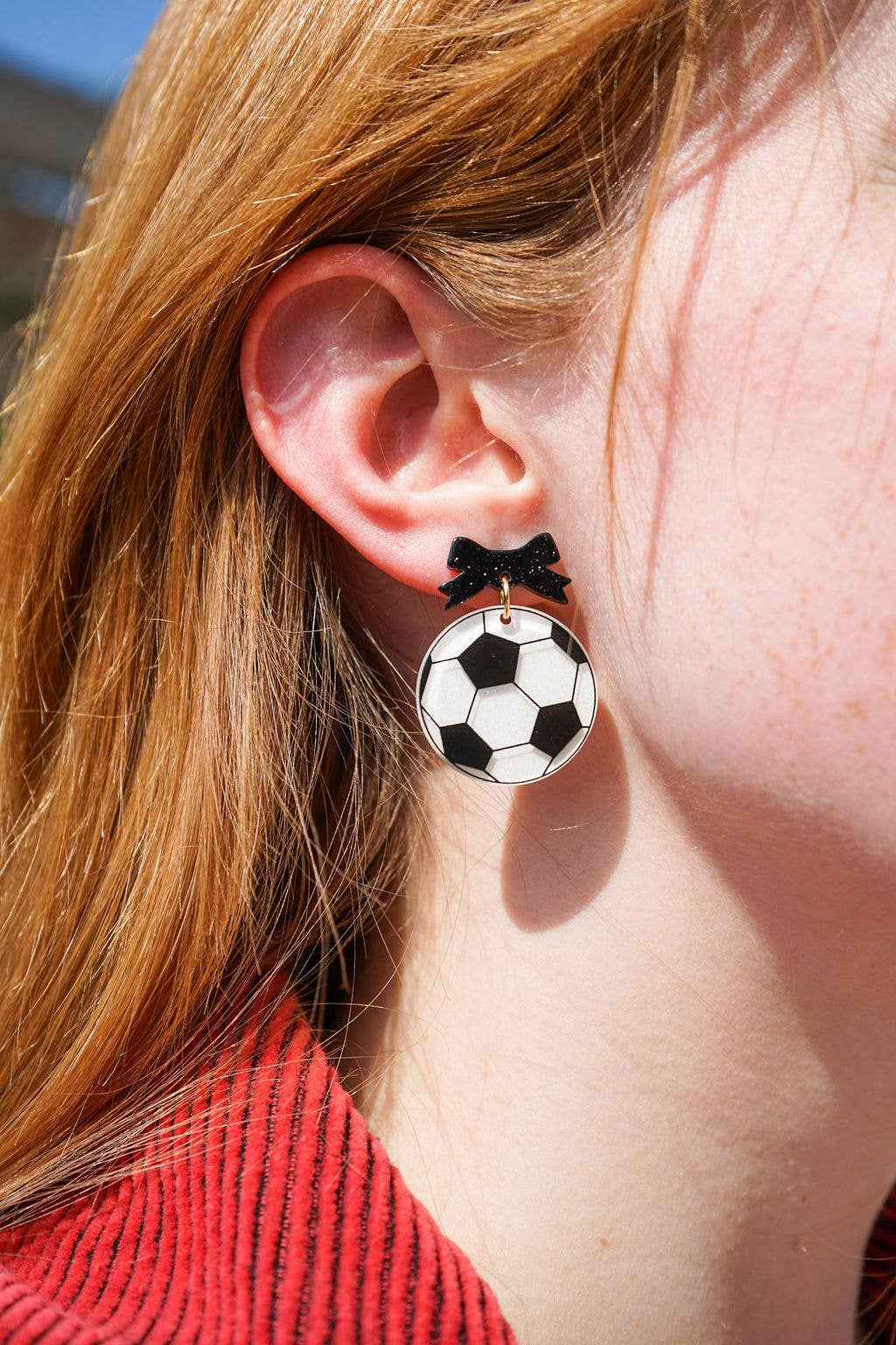Bow Soccer Ball Earrings // Jewelry, Game Day