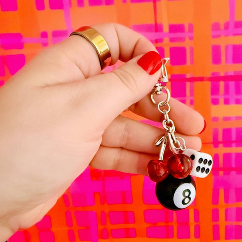 8 Ball & Cherries Keychain