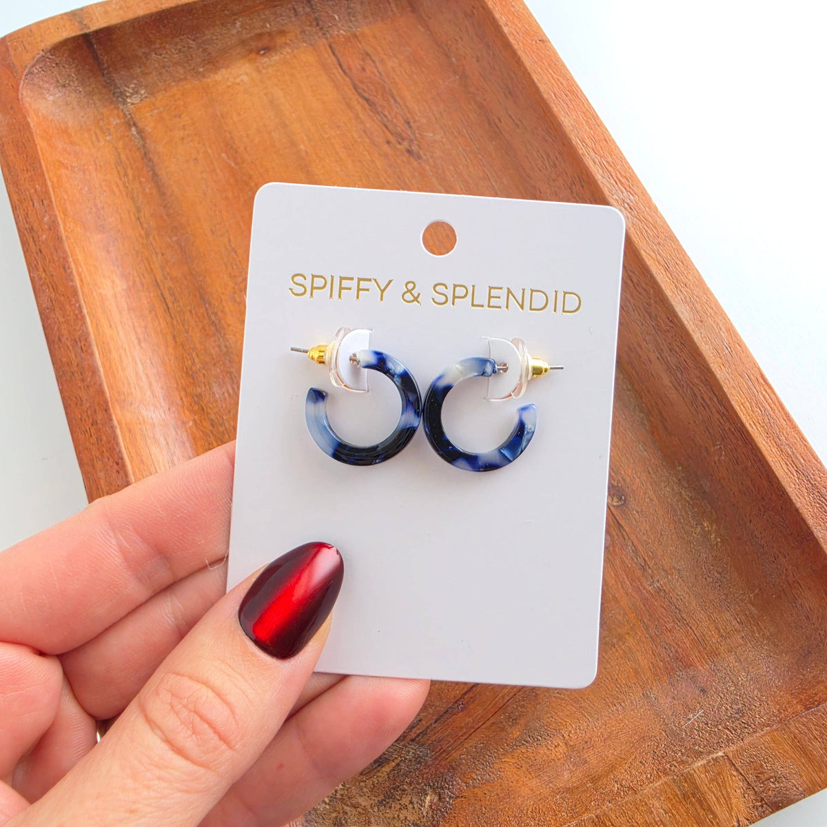 Micro Hoops - Midnight Marble // Fall, Earrings, Jewelry