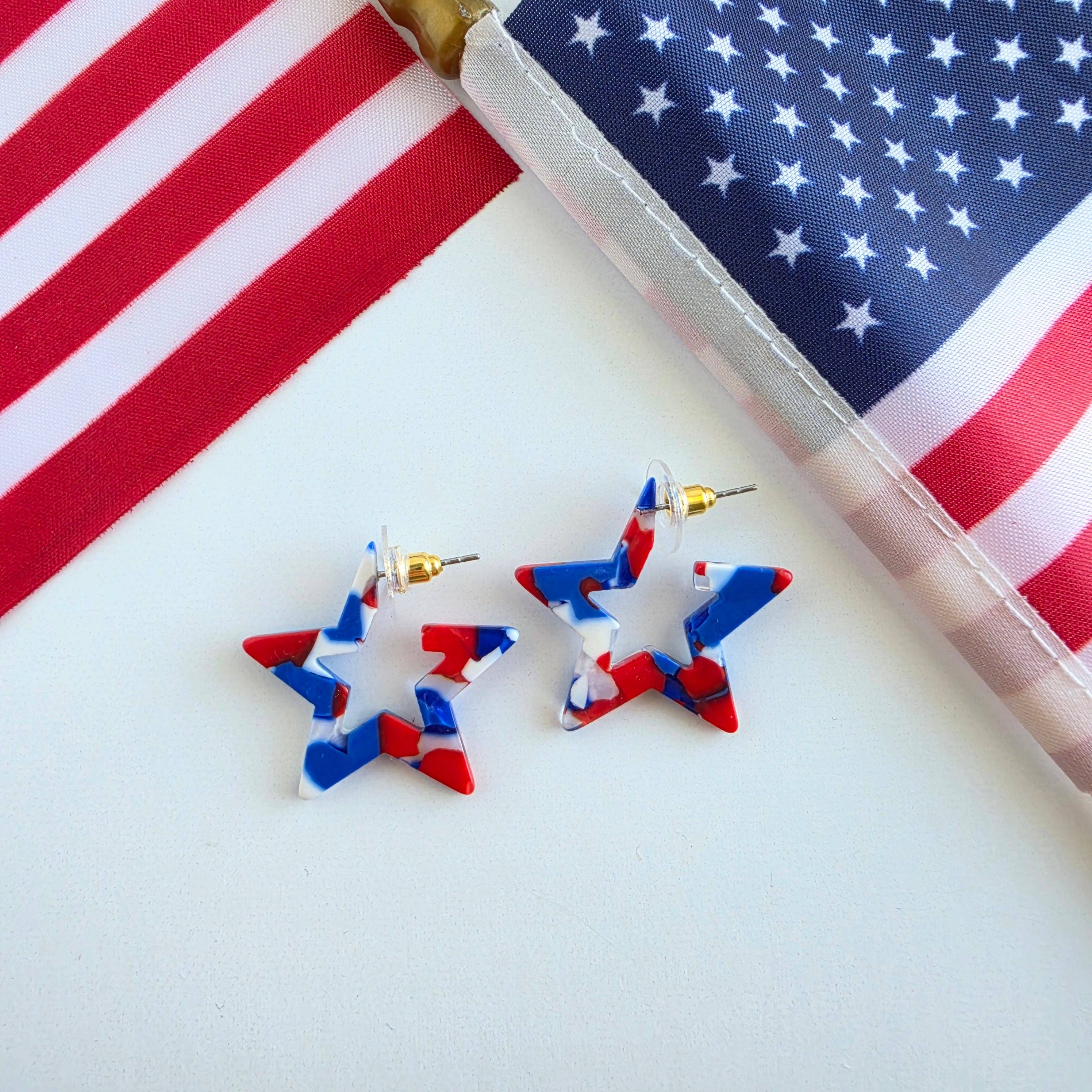 Red, White & Blue Mini Star Hoops