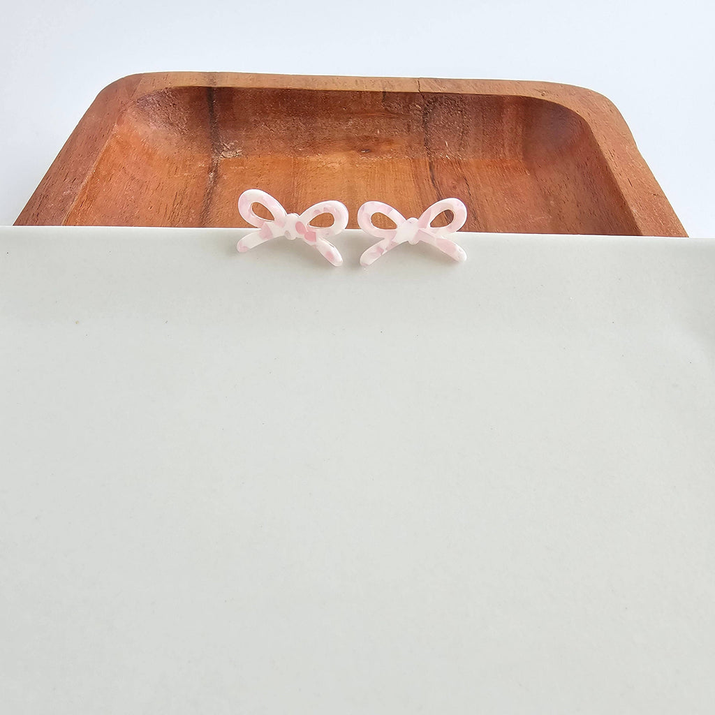 Powder Pink Dot Bowie Studs