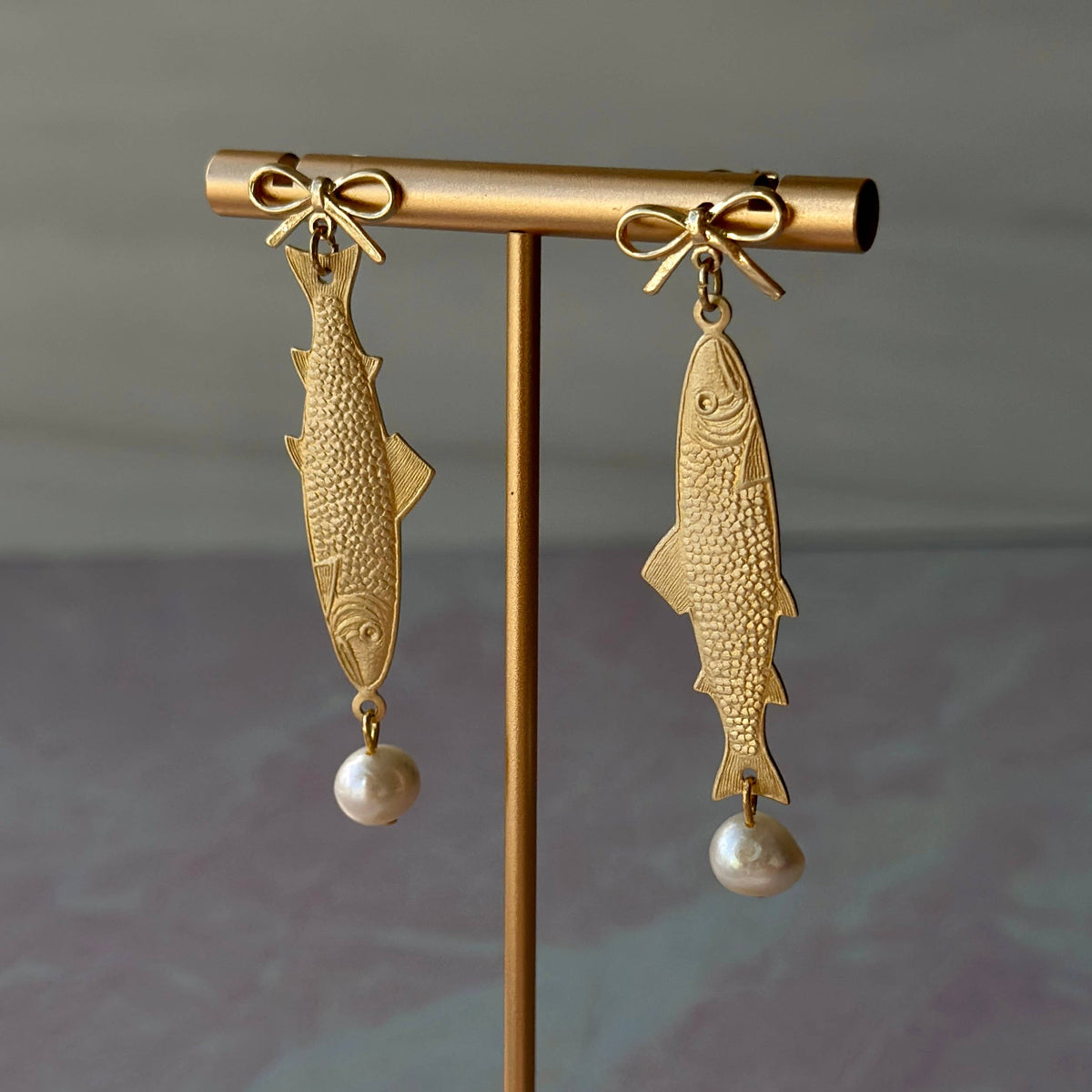 Sardine Pearl Coquette Fish Earrings