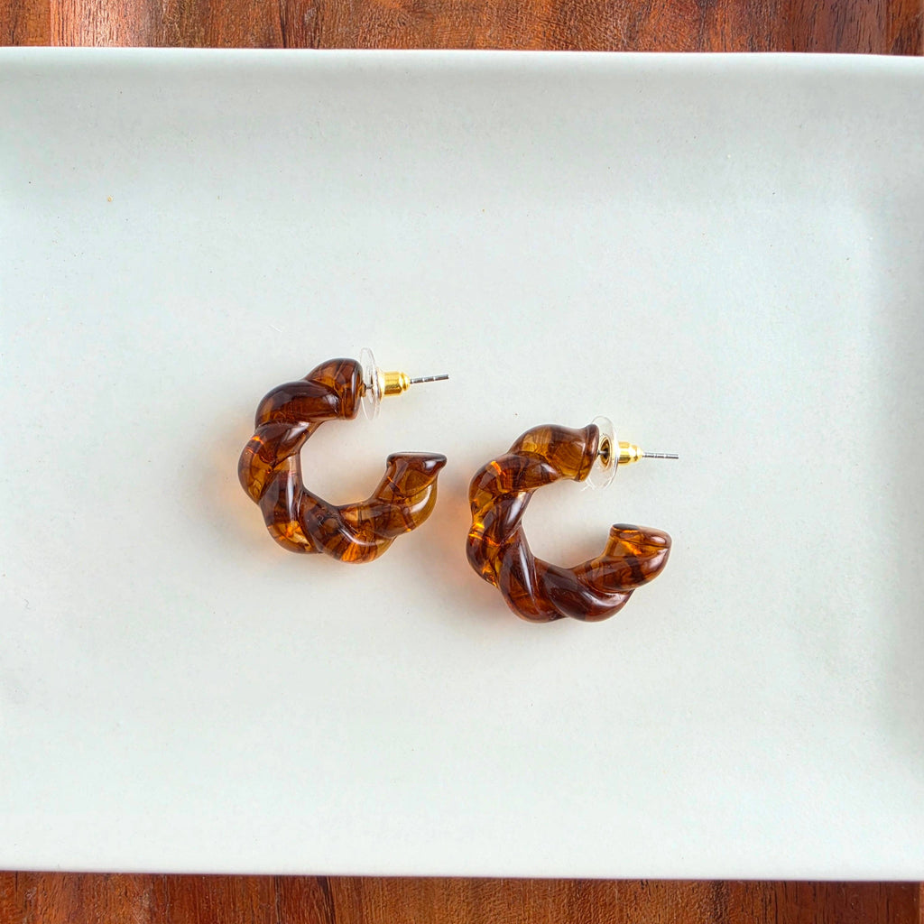 Ramona Hoops - Amber // Fall, Resin, Earrings, Jewelry