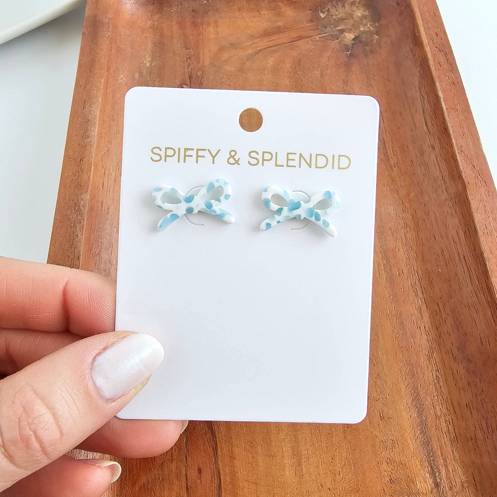 Pastel Blue Dot Bowie Studs