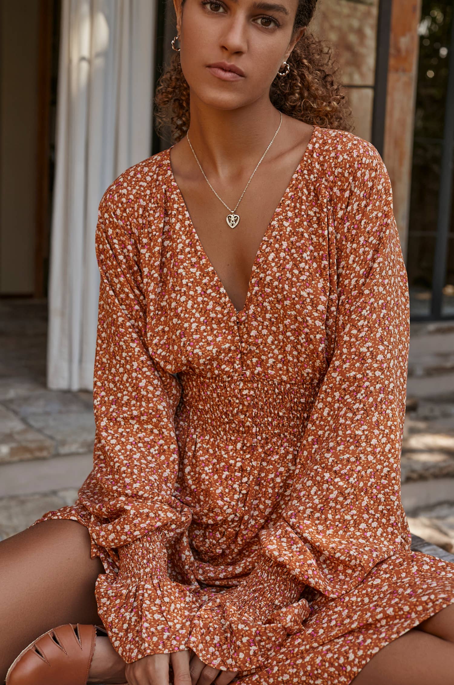 Maria Luisa Button Down Midi Dress - Vanilla Fields
