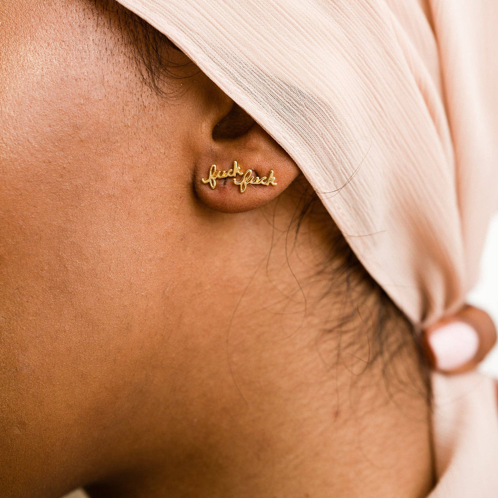 Fuck Script Stud Earring