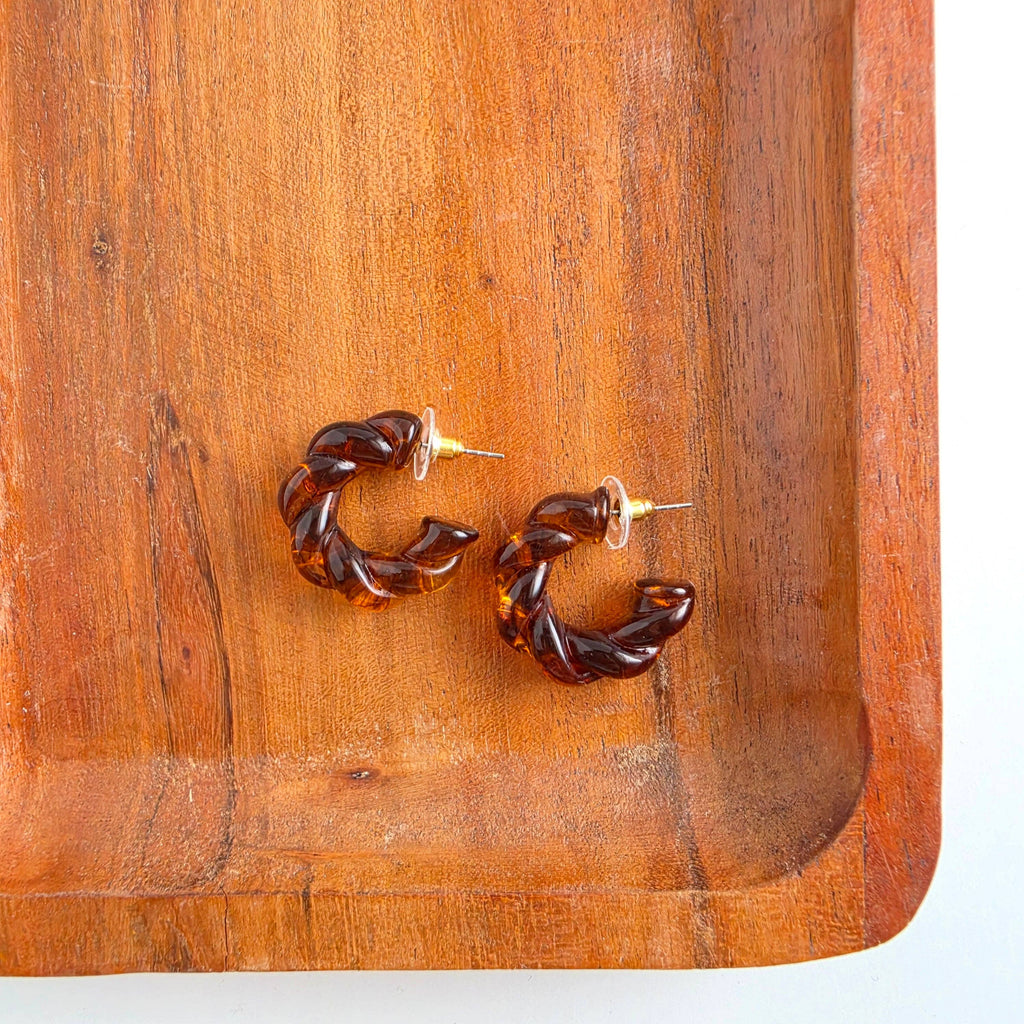Ramona Hoops - Amber // Fall, Resin, Earrings, Jewelry