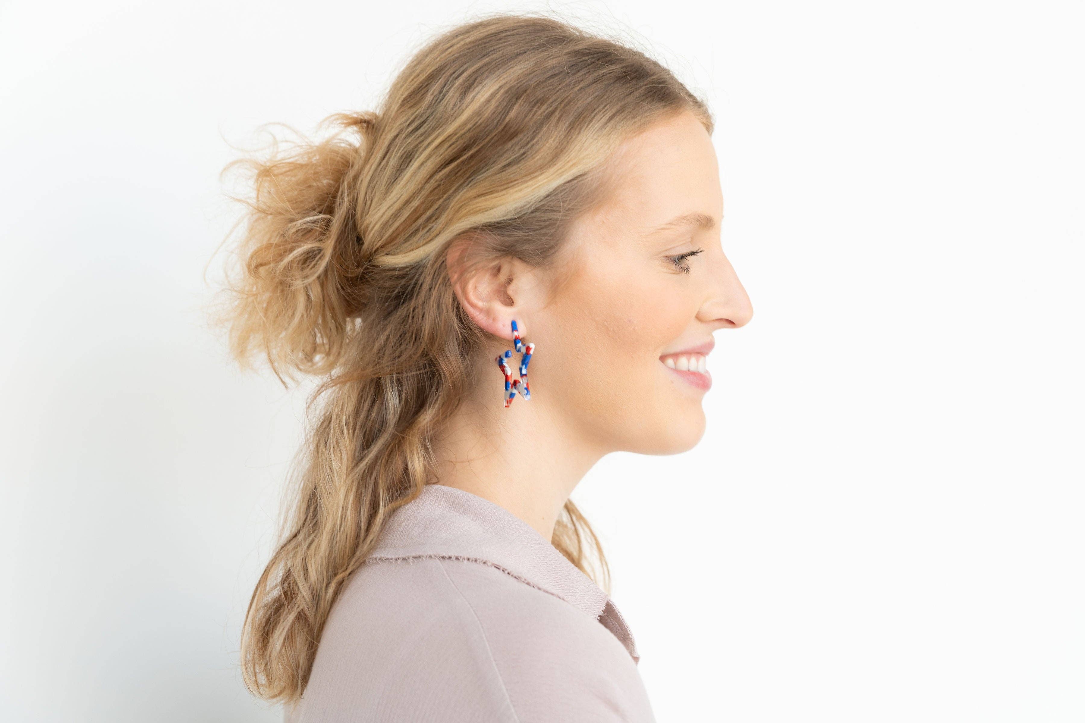 Red, White & Blue Star Hoops