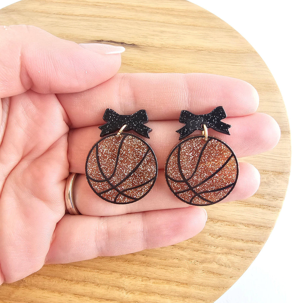 Bow Basketball Earrings // Jewelry, Earrings, Game Day