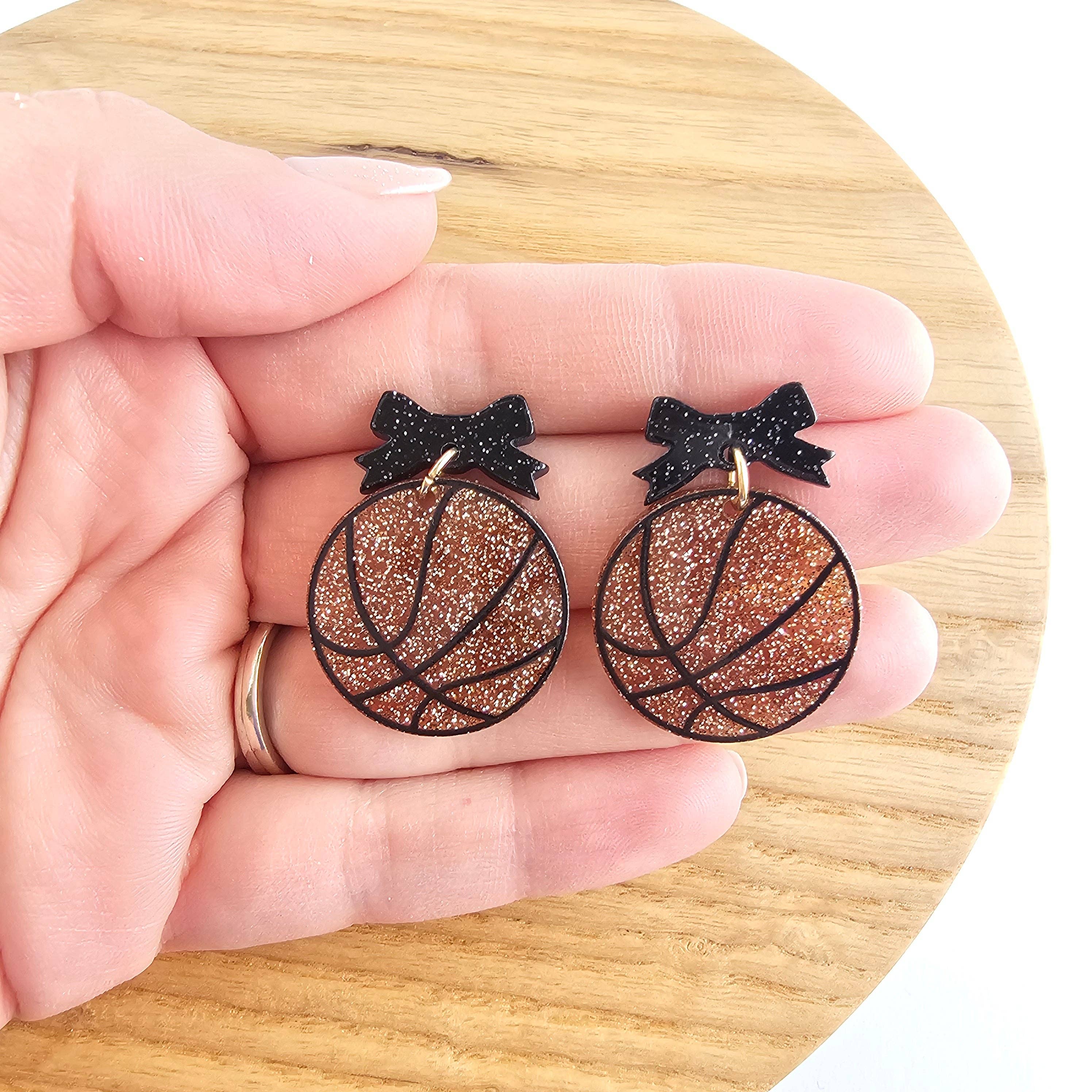 Bow Basketball Earrings // Jewelry, Earrings, Game Day