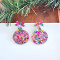 Light Pink Sparkle Christmas Ornament Earrings