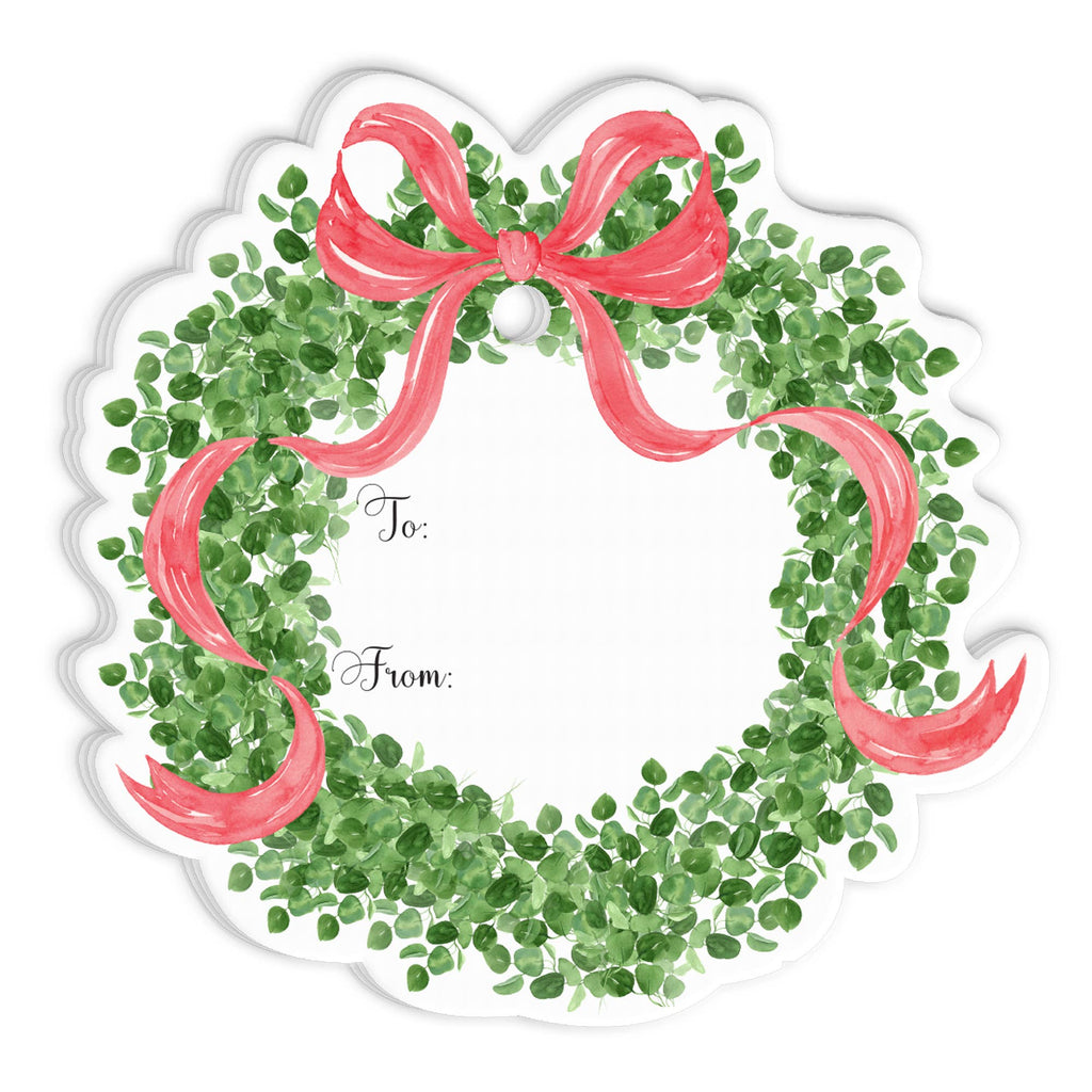 Christmas Boxwood Wreath Holiday Gift Tags
