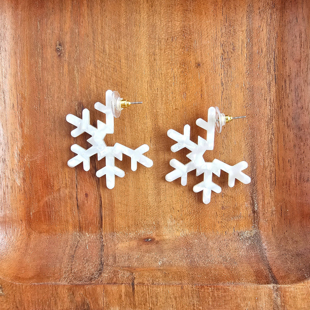 Cream Snowflake Hoops