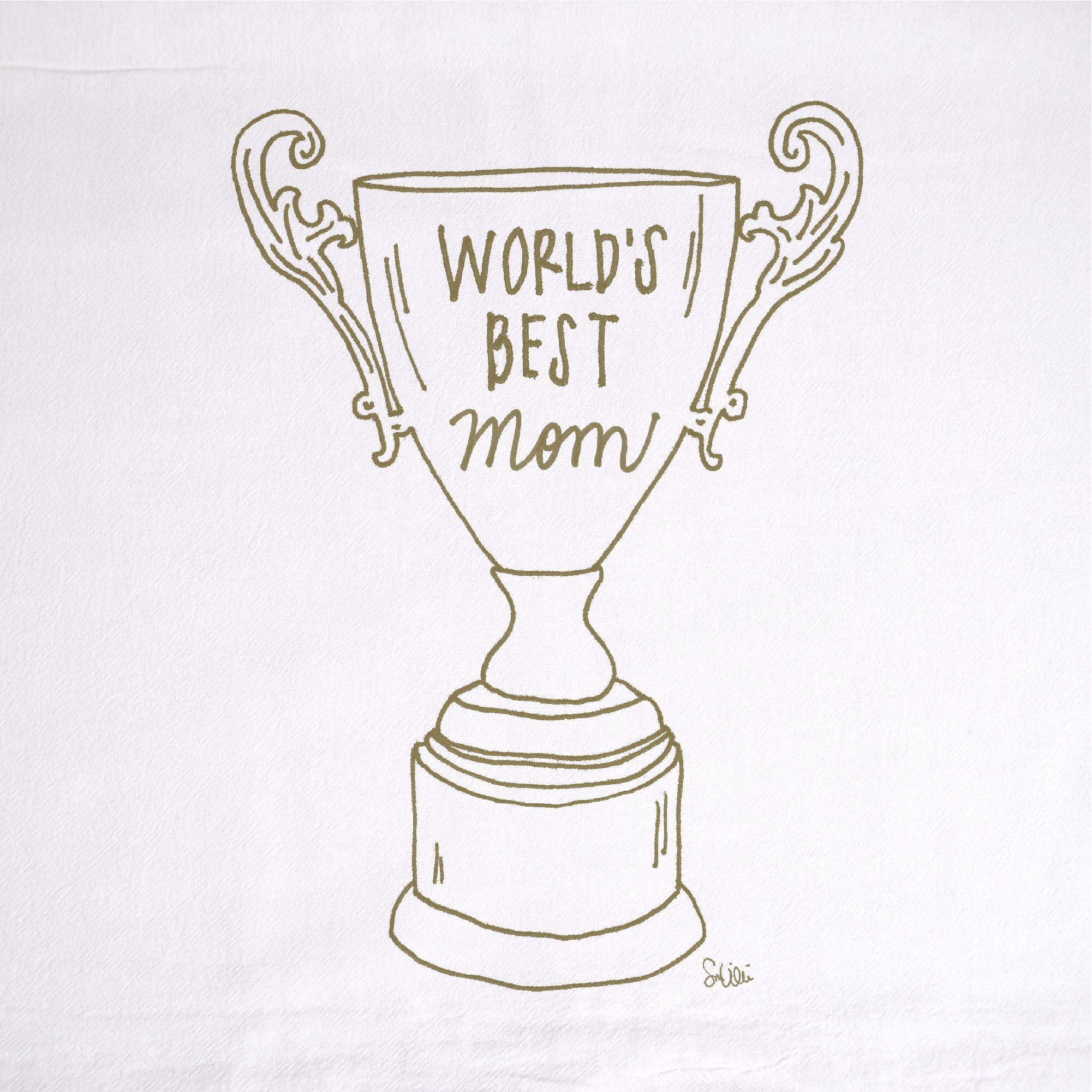 World's Best Mom Trophy Tea Towel