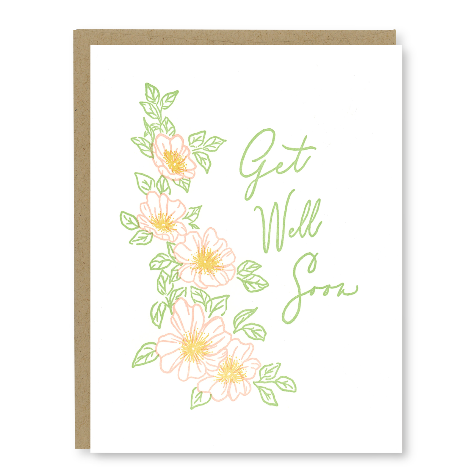 Pink Rose Get Well Soon Card | Letterpress Greeting Card