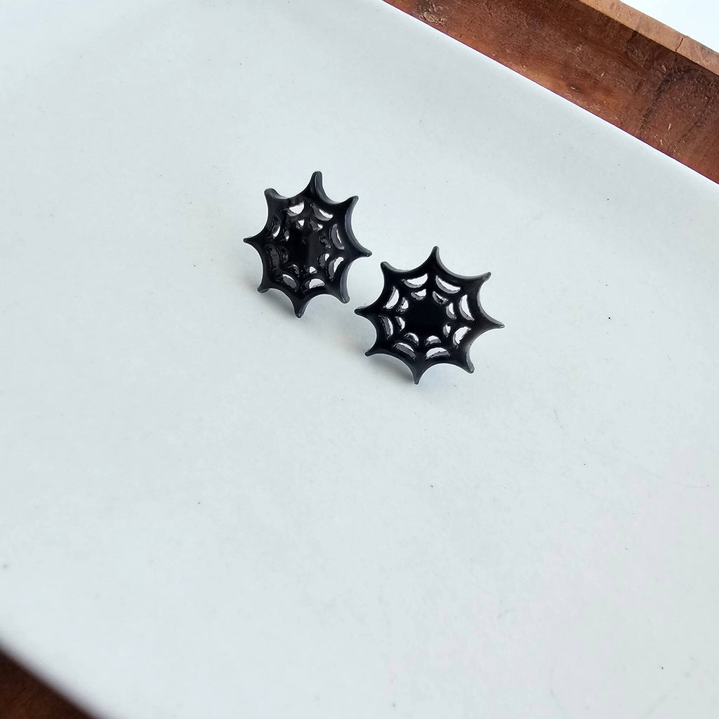 Black Spider Web Studs
