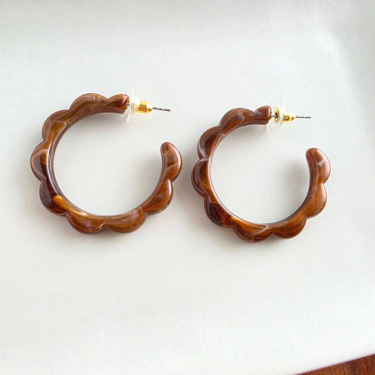Scarlett Hoops - Cocoa Brown // Fall, Resin, Earrings