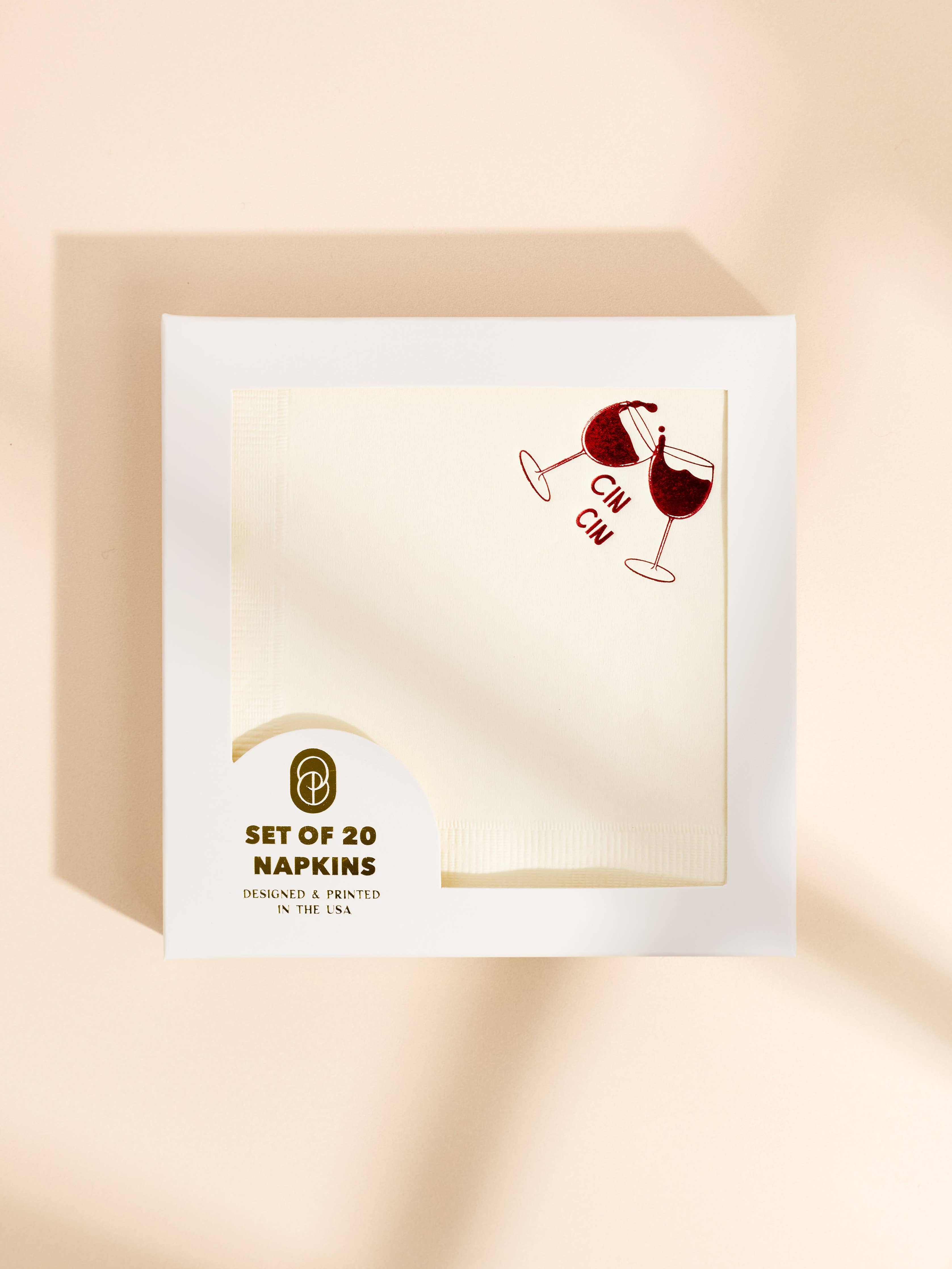 Cin Cin Wine Cheers Paper Beverage Napkins - Set of 20