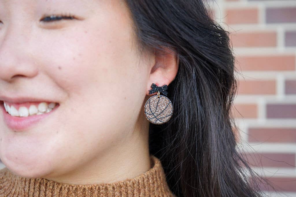 Bow Basketball Earrings // Jewelry, Earrings, Game Day