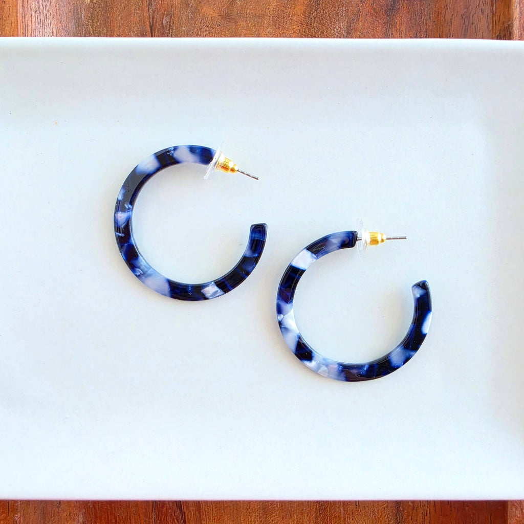 Camy Hoops - Midnight Marble // Fall, Earrings, Jewelry
