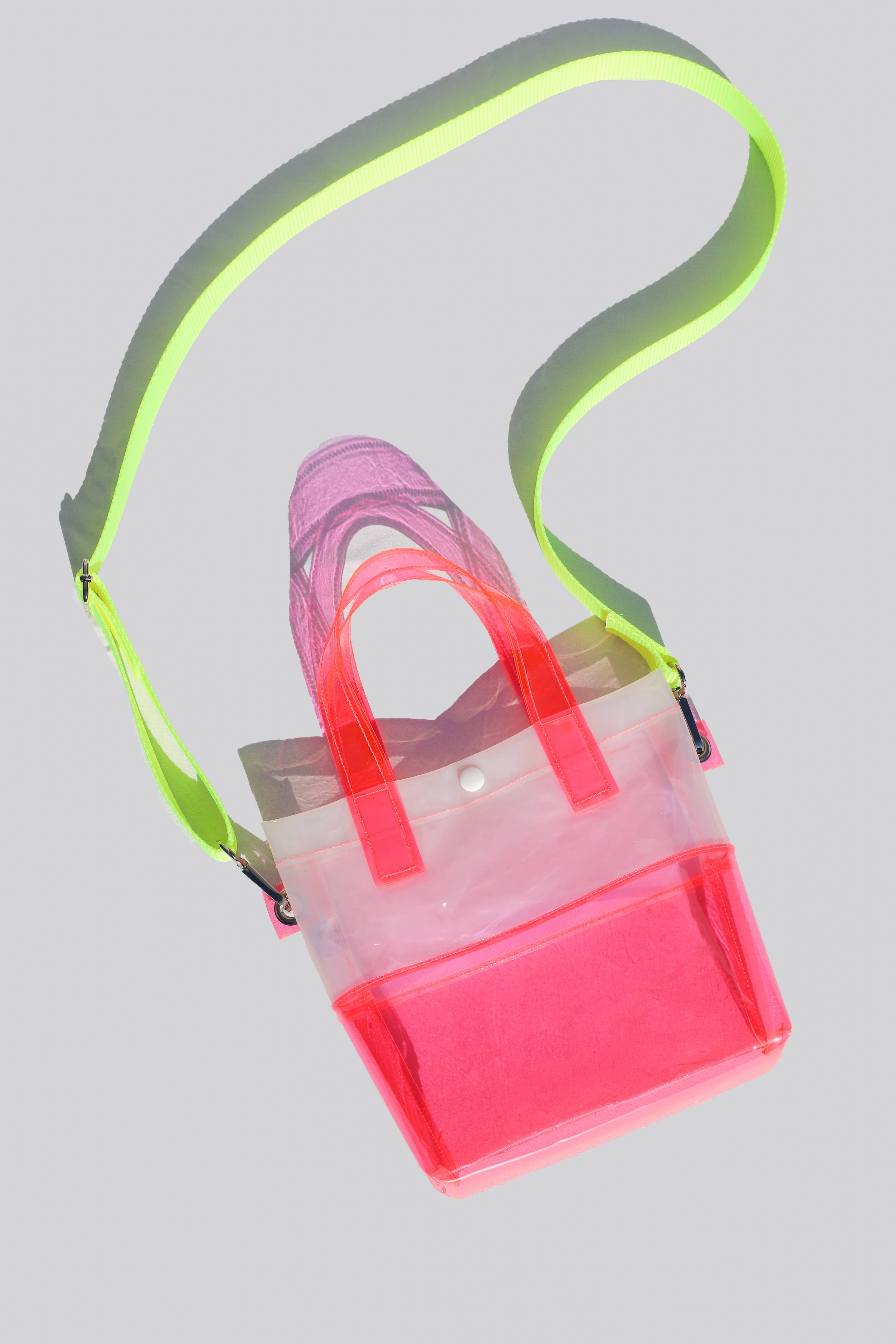 Pink & White Vinyl Handle Bag